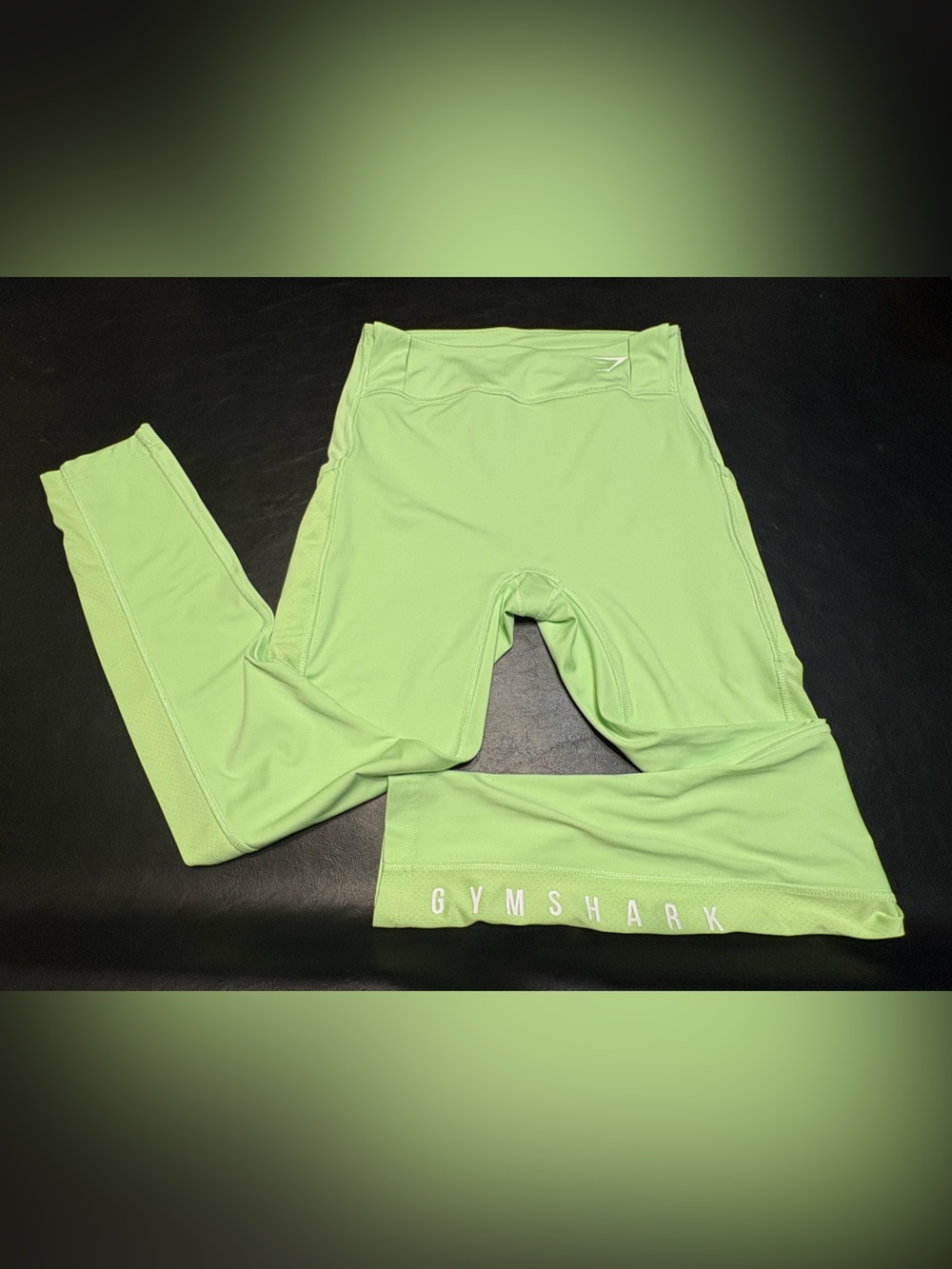 Gymshark Bali Green High-Waisted Leggings with LOGO on leg size Small